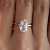14K Yellow Gold Oval Rose Cut Lab Diamond Millegrain Solitaire Ring 14K Yellow Gold Oval Rose Cut Lab Diamond Millegrain Solitaire Ring