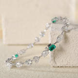 14K White Gold 10 ct tw 6 Shapes Lab Diamond & Lab Emerald Tennis Bracelet 14K White Gold 10 ct tw 6 Shapes Lab Diamond & Lab Emerald Tennis Bracelet