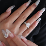 14K Yellow Gold 3ct Radiant Cut Lab Diamond 4 Prongs Basket Setting Bridal Set Rings 18K White Gold 14K Yellow Gold 3ct Radiant Cut Lab Diamond 4 Prongs Basket Setting Bridal Set Rings 18K White Gold