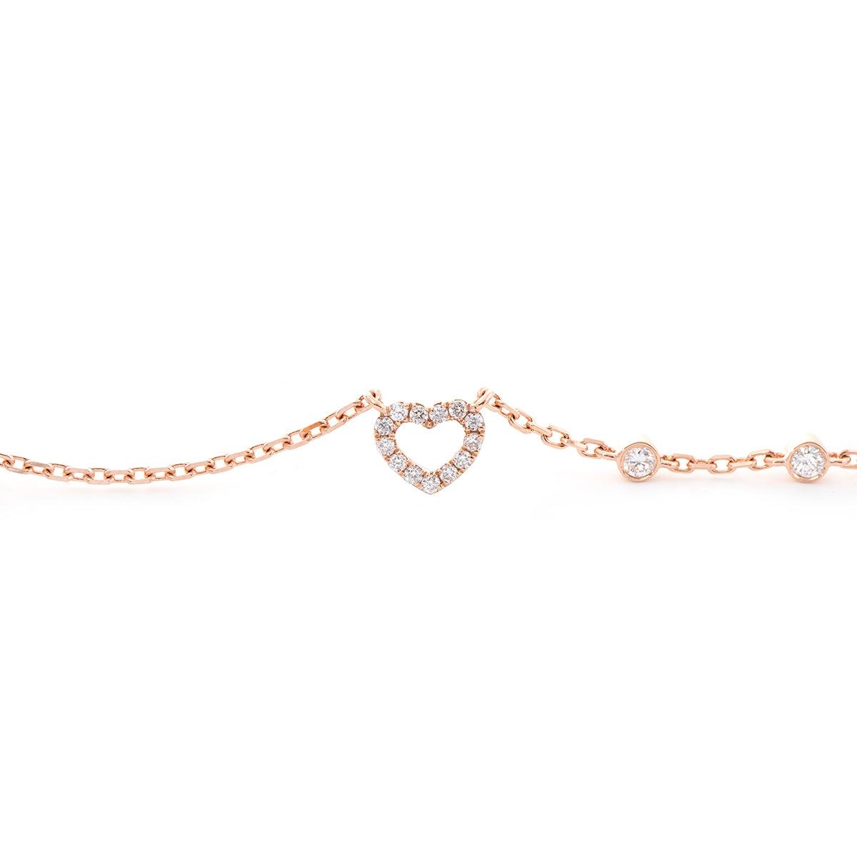 14K Rose Gold Pandora Cuban Bracelet with Lab Diamond Heart Pendant 14K Rose Gold Pandora Cuban Bracelet with Lab Diamond Heart Pendant