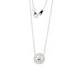 14K Round Brilliant Cut Lab Diamond Halo Setting White Gold Necklace 14K Round Brilliant Cut Lab Diamond Halo Setting White Gold Necklace