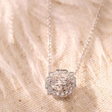 14K Round Brilliant Cut Lab Diamond Halo Setting White Gold Necklace 14K Round Brilliant Cut Lab Diamond Halo Setting White Gold Necklace