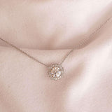 14K Round Brilliant Cut Lab Diamond Halo Setting White Gold Necklace 14K Round Brilliant Cut Lab Diamond Halo Setting White Gold Necklace
