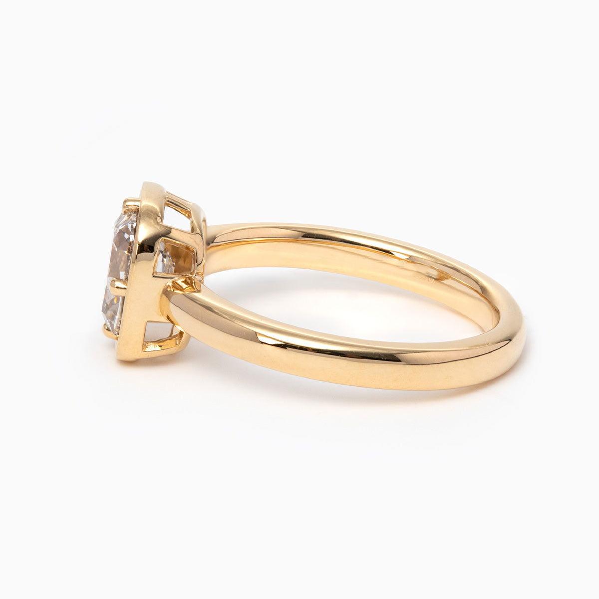 14K Yellow Gold 1.5ct Old Mine Cut Cushion Lab Diamond Basket Solitaire Ring 14K Yellow Gold 1.5ct Old Mine Cut Cushion Lab Diamond Basket Solitaire Ring