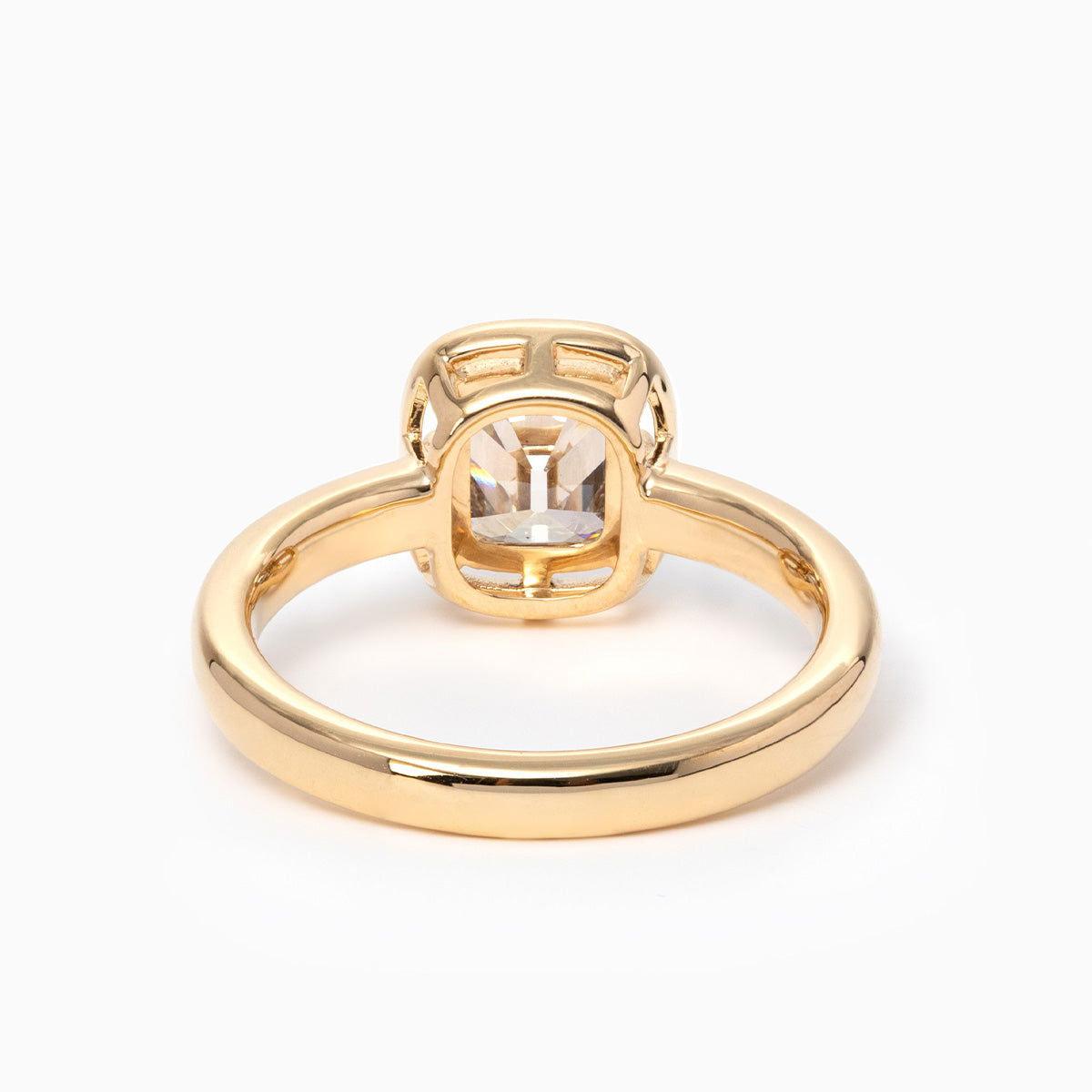 14K Yellow Gold 1.5ct Old Mine Cut Cushion Lab Diamond Basket Solitaire Ring 14K Yellow Gold 1.5ct Old Mine Cut Cushion Lab Diamond Basket Solitaire Ring