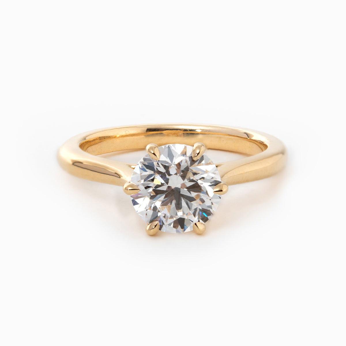 14K Yellow Gold 2 Carat Solitaire Diamond Ring Bridal Set with Round Lab Diamond and Floral Setting 14K Yellow Gold 2 Carat Solitaire Diamond Ring Bridal Set with Round Lab Diamond and Floral Setting