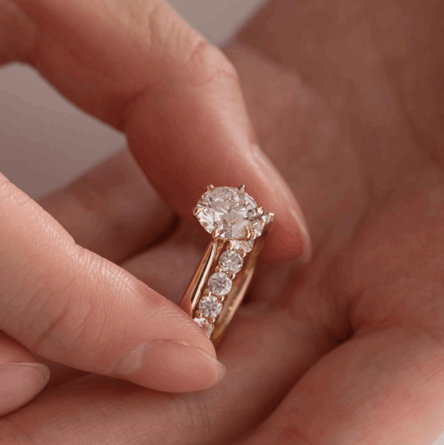 14K Yellow Gold 2 Carat Solitaire Diamond Ring Bridal Set with Round Lab Diamond and Floral Setting 14K Yellow Gold 2 Carat Solitaire Diamond Ring Bridal Set with Round Lab Diamond and Floral Setting