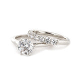 14K Yellow Gold 2 Carat Solitaire Diamond Ring Bridal Set with Round Lab Diamond and Floral Setting Platinum 14K Yellow Gold 2 Carat Solitaire Diamond Ring Bridal Set with Round Lab Diamond and Floral Setting Platinum