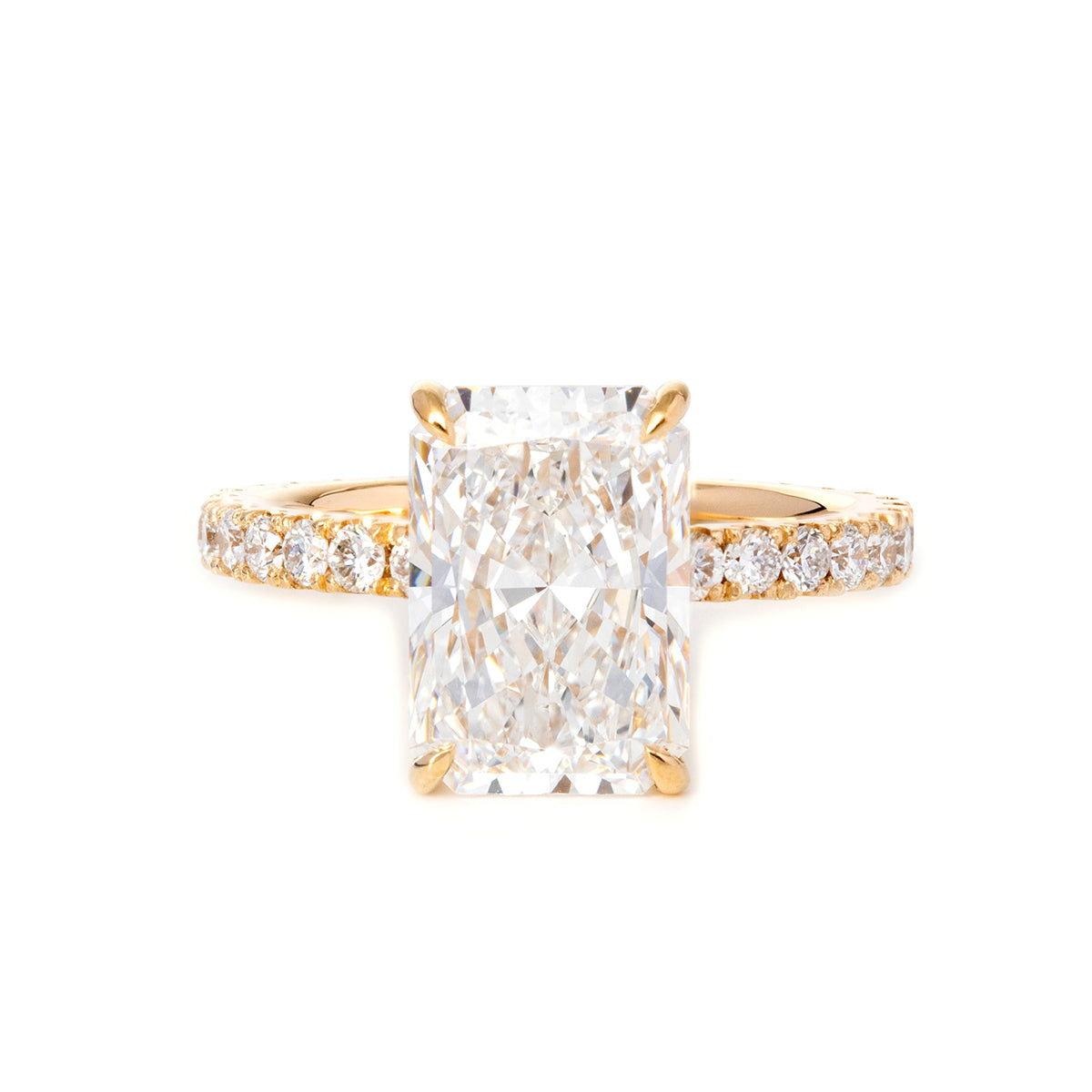 14K Yellow Gold 3ct Radiant Cut Lab Diamond 4 Prongs Basket Setting Bridal Set Rings 14K Yellow Gold 3ct Radiant Cut Lab Diamond 4 Prongs Basket Setting Bridal Set Rings
