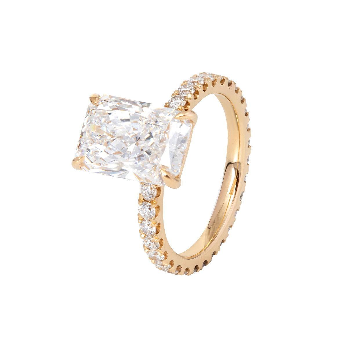 14K Yellow Gold 3ct Radiant Cut Lab Diamond 4 Prongs Basket Setting Bridal Set Rings 14K Yellow Gold 3ct Radiant Cut Lab Diamond 4 Prongs Basket Setting Bridal Set Rings