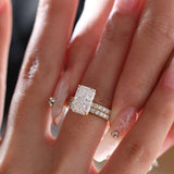14K Yellow Gold 3ct Radiant Cut Lab Diamond 4 Prongs Basket Setting Bridal Set Rings 14K Yellow Gold 3ct Radiant Cut Lab Diamond 4 Prongs Basket Setting Bridal Set Rings