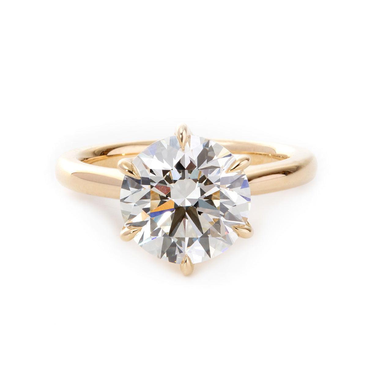 14K Yellow Gold 3ct Round Lab Diamond 6 Prongs Floral Setting Bridal Ring Set 14K Yellow Gold 3ct Round Lab Diamond 6 Prongs Floral Setting Bridal Ring Set