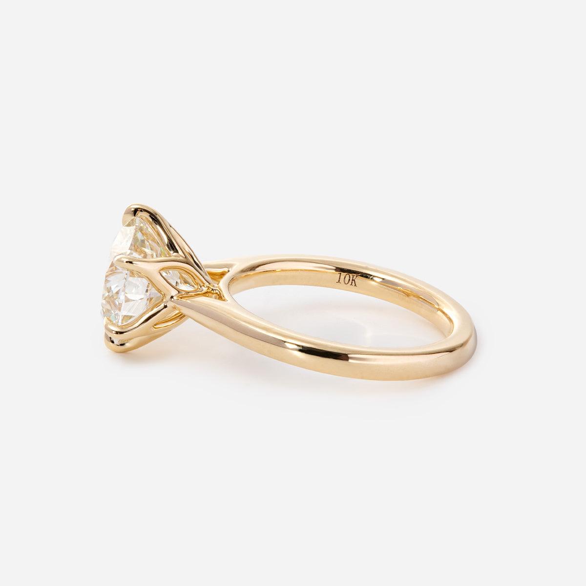 14K Yellow Gold 3ct Round Lab Diamond 6 Prongs Floral Setting Bridal Ring Set 14K Yellow Gold 3ct Round Lab Diamond 6 Prongs Floral Setting Bridal Ring Set