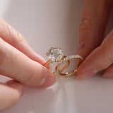 14K Yellow Gold 3ct Round Lab Diamond 6 Prongs Floral Setting Bridal Ring Set 14K Yellow Gold 3ct Round Lab Diamond 6 Prongs Floral Setting Bridal Ring Set