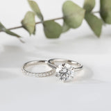 14K Yellow Gold 3ct Round Lab Diamond 6 Prongs Floral Setting Bridal Ring Set 14K Yellow Gold 3ct Round Lab Diamond 6 Prongs Floral Setting Bridal Ring Set