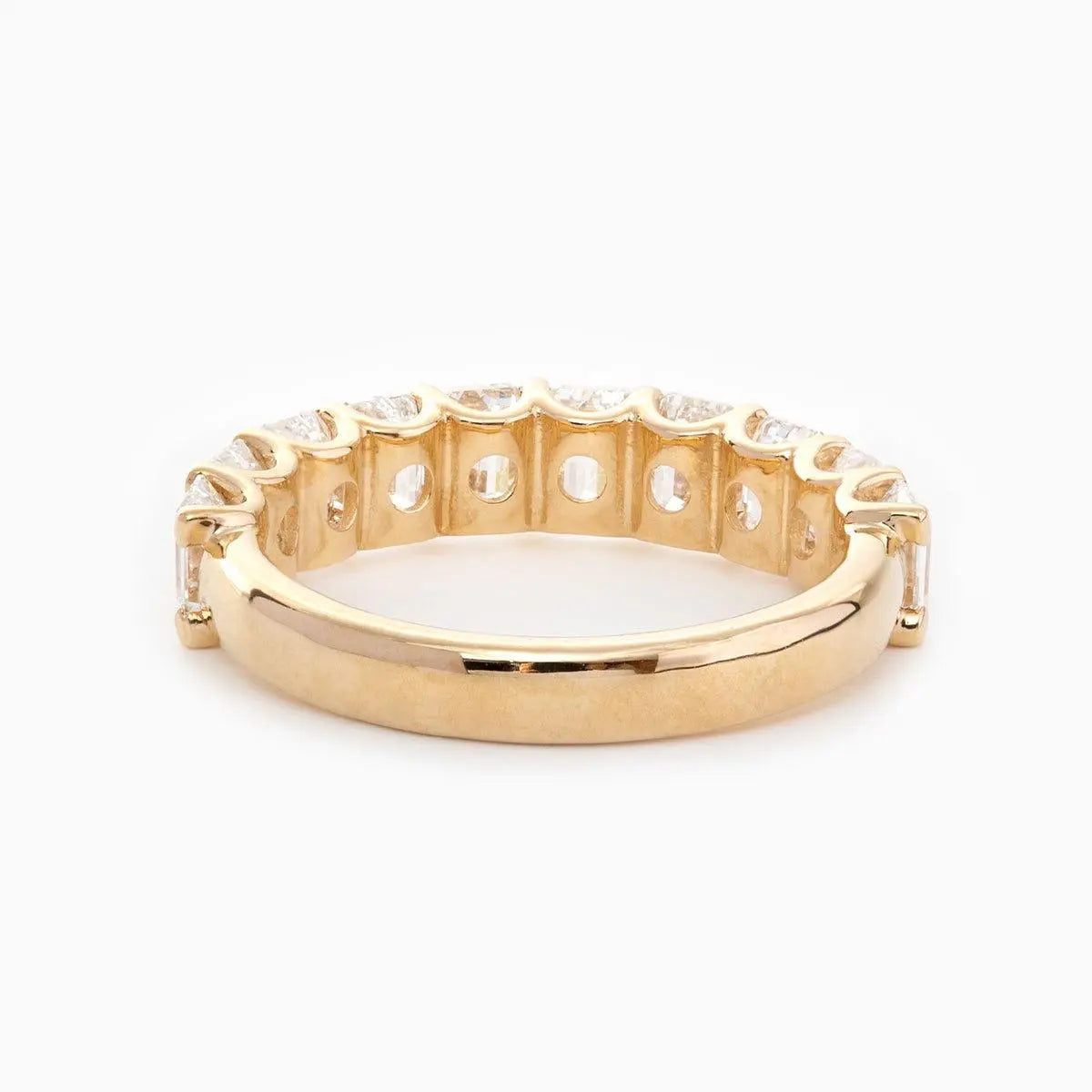 14K Yellow Gold 4*3MM Emerald Cut Lab Diamond U Shaped Pave Half Eternity Band 14K Yellow Gold 4*3MM Emerald Cut Lab Diamond U Shaped Pave Half Eternity Band