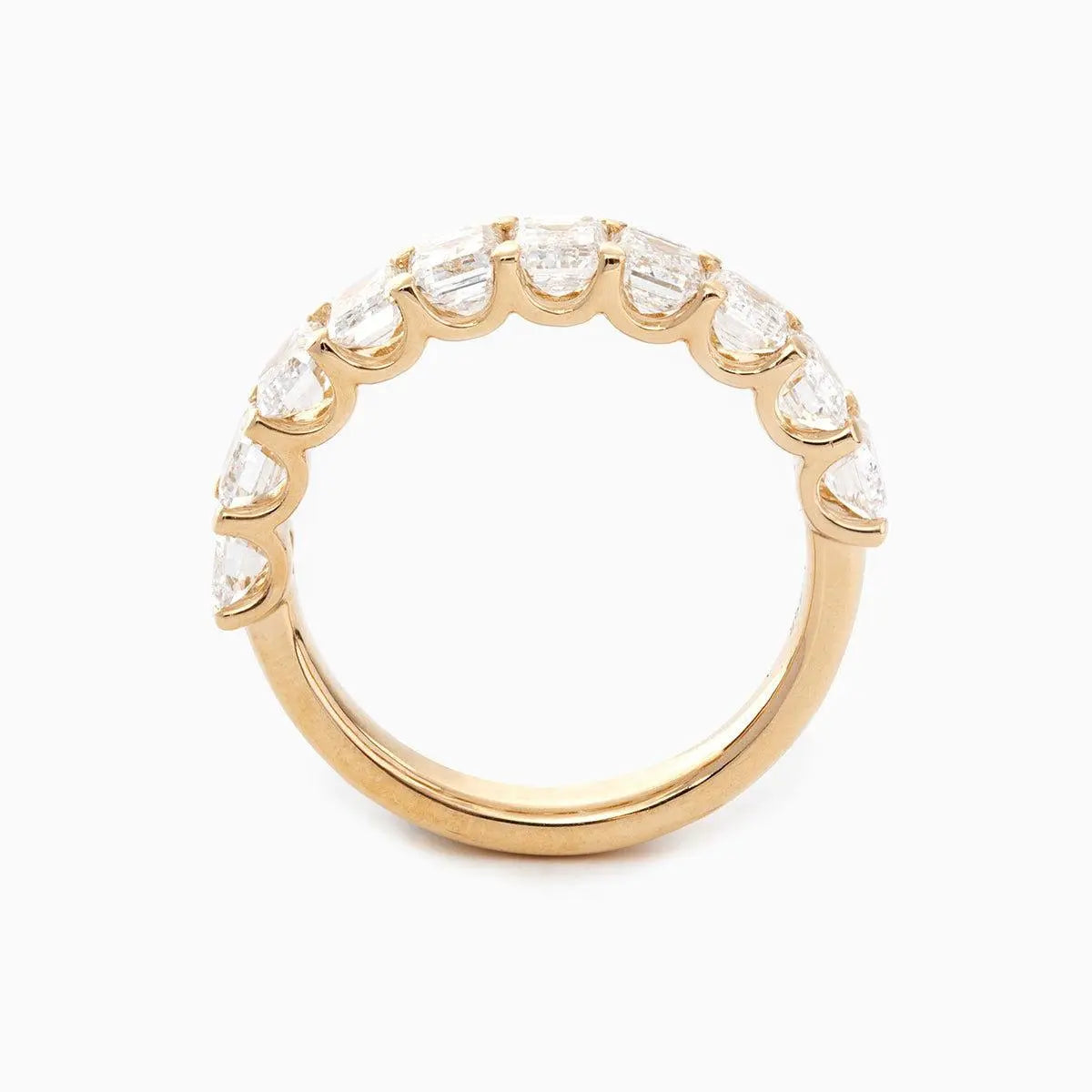 14K Yellow Gold 4*3MM Emerald Cut Lab Diamond U Shaped Pave Half Eternity Band 14K Yellow Gold 4*3MM Emerald Cut Lab Diamond U Shaped Pave Half Eternity Band