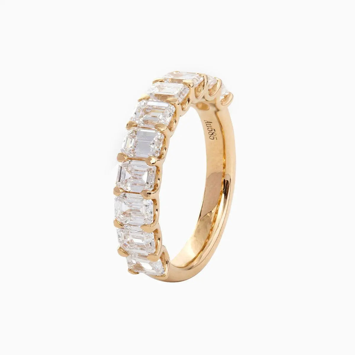 14K Yellow Gold 4*3MM Emerald Cut Lab Diamond U Shaped Pave Half Eternity Band 14K Yellow Gold 4*3MM Emerald Cut Lab Diamond U Shaped Pave Half Eternity Band