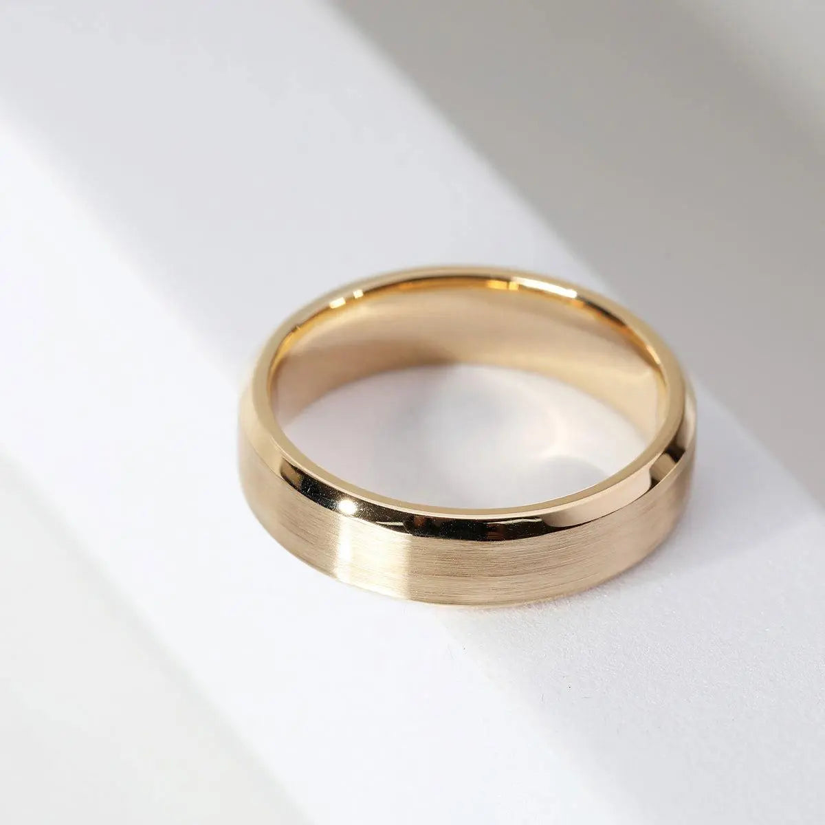 14K Yellow Gold Classic Flat Matte Brushed Men's Wedding Band 14K Yellow Gold Classic Flat Matte Brushed Men's Wedding Band