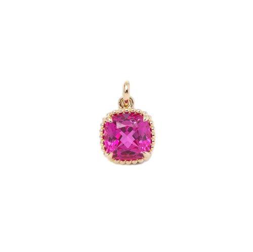 14K Yellow Gold Cushion Lab Ruby Pendant Necklace 14K Yellow Gold Cushion Lab Ruby Pendant Necklace