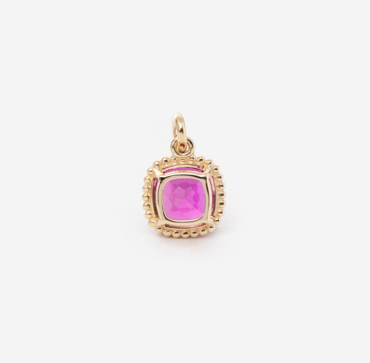 14K Yellow Gold Cushion Lab Ruby Pendant Necklace 14K Yellow Gold Cushion Lab Ruby Pendant Necklace