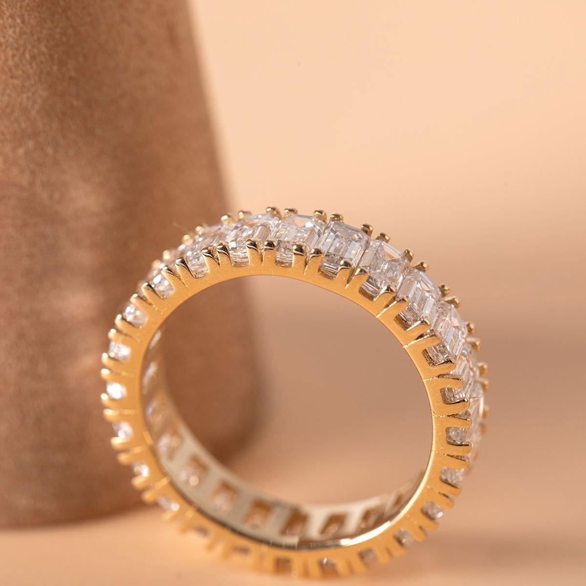18K Yellow Gold Emerald Cut Lab Diamond Eternity Ring 18K Yellow Gold Emerald Cut Lab Diamond Eternity Ring