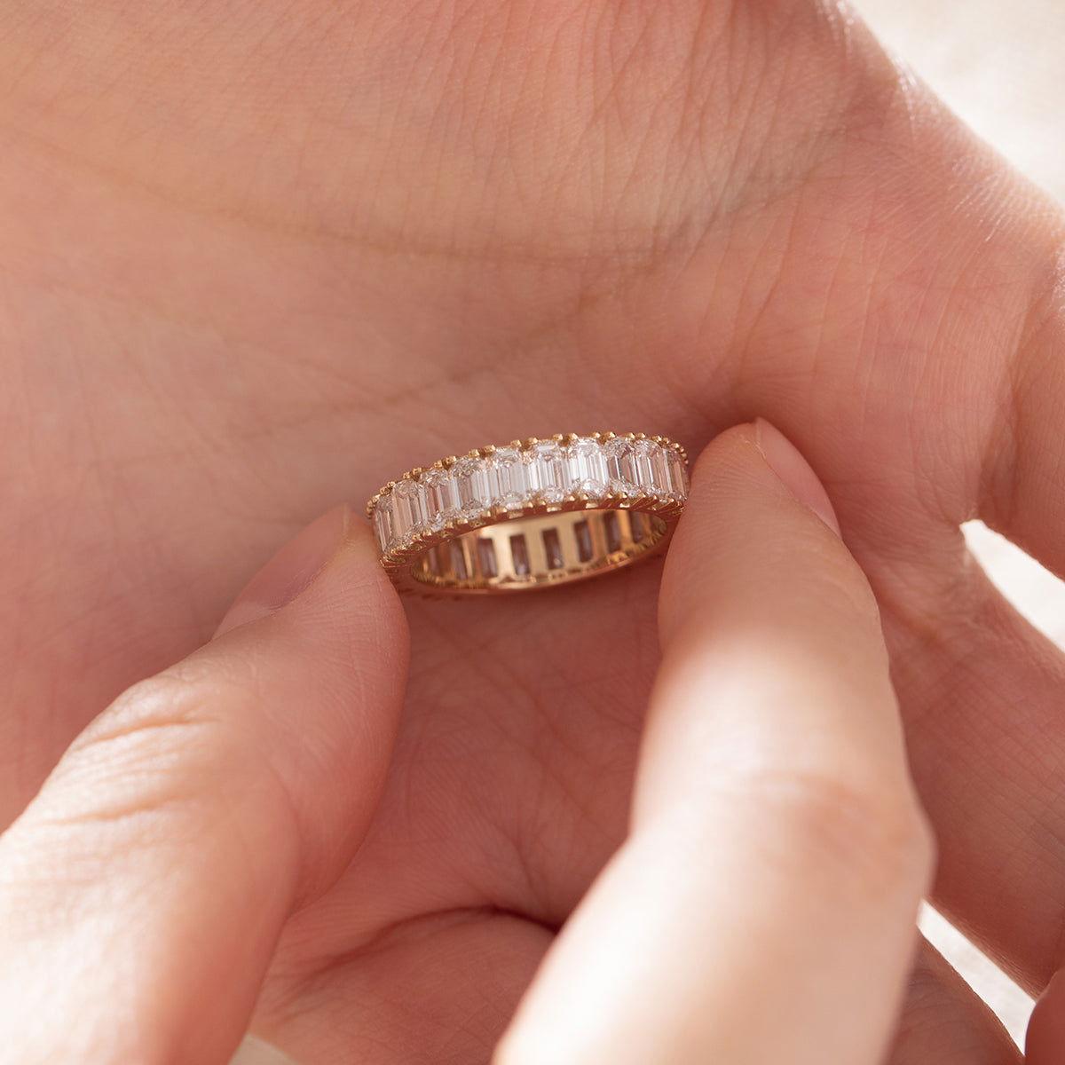 18K Yellow Gold Emerald Cut Lab Diamond Eternity Ring 18K Yellow Gold Emerald Cut Lab Diamond Eternity Ring