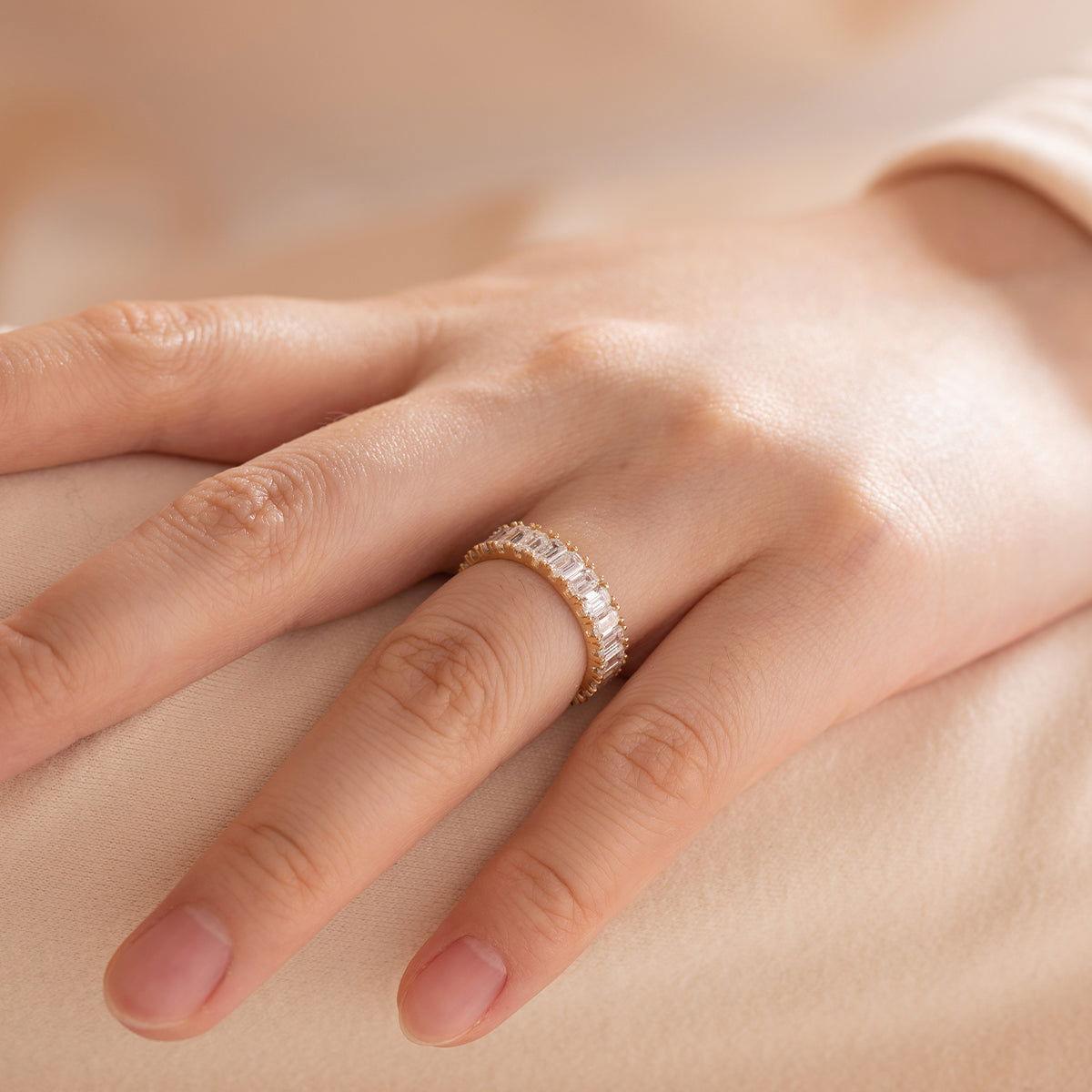 18K Yellow Gold Emerald Cut Lab Diamond Eternity Ring 18K Yellow Gold Emerald Cut Lab Diamond Eternity Ring