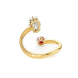 14K Yellow Gold Emerald Cut Lab Diamond & Round Lab Ruby Toi et Moi Ring 14K Yellow Gold Emerald Cut Lab Diamond & Round Lab Ruby Toi et Moi Ring
