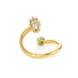 14K Yellow Gold Emerald Cut Lab Diamond & Round Peridot Toi et Moi Ring 14K Yellow Gold Emerald Cut Lab Diamond & Round Peridot Toi et Moi Ring