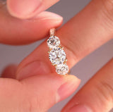 14K Yellow Gold Old European Cut Lab Diamond Pave Three Stone 14K Yellow Gold Old European Cut Lab Diamond Pave Three Stone