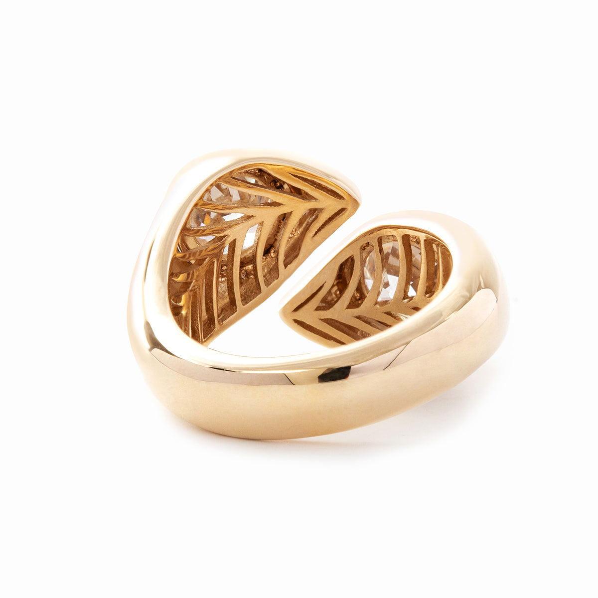 14K Yellow Gold Old European Cut Lab Diamond Toi et Moi Ring 14K Yellow Gold Old European Cut Lab Diamond Toi et Moi Ring
