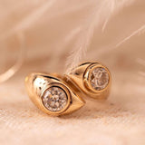 14K Yellow Gold Old European Cut Lab Diamond Toi et Moi Ring 14K Yellow Gold Old European Cut Lab Diamond Toi et Moi Ring