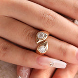 14K Yellow Gold Old European Cut Lab Diamond Toi et Moi Ring 14K Yellow Gold Old European Cut Lab Diamond Toi et Moi Ring