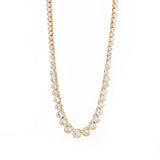 14K Yellow Gold Round Brilliant Cut Lab Diamond Bezel Setting Tennis Chain Necklace 14K Yellow Gold Round Brilliant Cut Lab Diamond Bezel Setting Tennis Chain Necklace