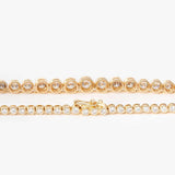 14K Yellow Gold Round Brilliant Cut Lab Diamond Bezel Setting Tennis Chain Necklace 14K Yellow Gold Round Brilliant Cut Lab Diamond Bezel Setting Tennis Chain Necklace