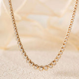 14K Yellow Gold Round Brilliant Cut Lab Diamond Bezel Setting Tennis Chain Necklace 14K Yellow Gold Round Brilliant Cut Lab Diamond Bezel Setting Tennis Chain Necklace