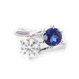 14K White Gold Round Cut Lab Diamond & Lab Sapphire Toi et Moi Ring 14K White Gold Round Cut Lab Diamond & Lab Sapphire Toi et Moi Ring