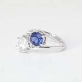 14K White Gold Round Cut Lab Diamond & Lab Sapphire Toi et Moi Ring 14K White Gold Round Cut Lab Diamond & Lab Sapphire Toi et Moi Ring