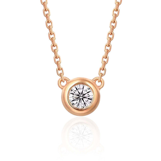 14K Yellow Gold Round Lab Diamond Bezel Necklace