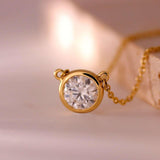 14K Yellow Gold Round Lab Diamond Bezel Necklace 14K Yellow Gold Round Lab Diamond Bezel Necklace