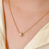 14K Yellow Gold Round Lab Diamond Bezel Necklace 14K Yellow Gold Round Lab Diamond Bezel Necklace