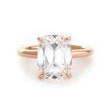 18K Rose Gold 3.5ct Elongated Old Mine Cut Lab Diamond Solitaire Ring 18K Rose Gold 3.5ct Elongated Old Mine Cut Lab Diamond Solitaire Ring