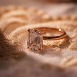 18K Rose Gold 3.5ct Elongated Old Mine Cut Lab Diamond Solitaire Ring 18K Rose Gold 3.5ct Elongated Old Mine Cut Lab Diamond Solitaire Ring