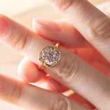 14K Yellow Gold 2.5ct Antique Old Mine Cut Diamond Basket Setting Ring with Smooth Ring Cut Design 14K Yellow Gold 2.5ct Antique Old Mine Cut Diamond Basket Setting Ring with Smooth Ring Cut Design