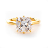 14k Yellow Gold 2.5ct Old Mine Cut Cushion Lab Diamond 8 Prongs Basket Solitaire Ring 14k Yellow Gold 2.5ct Old Mine Cut Cushion Lab Diamond 8 Prongs Basket Solitaire Ring