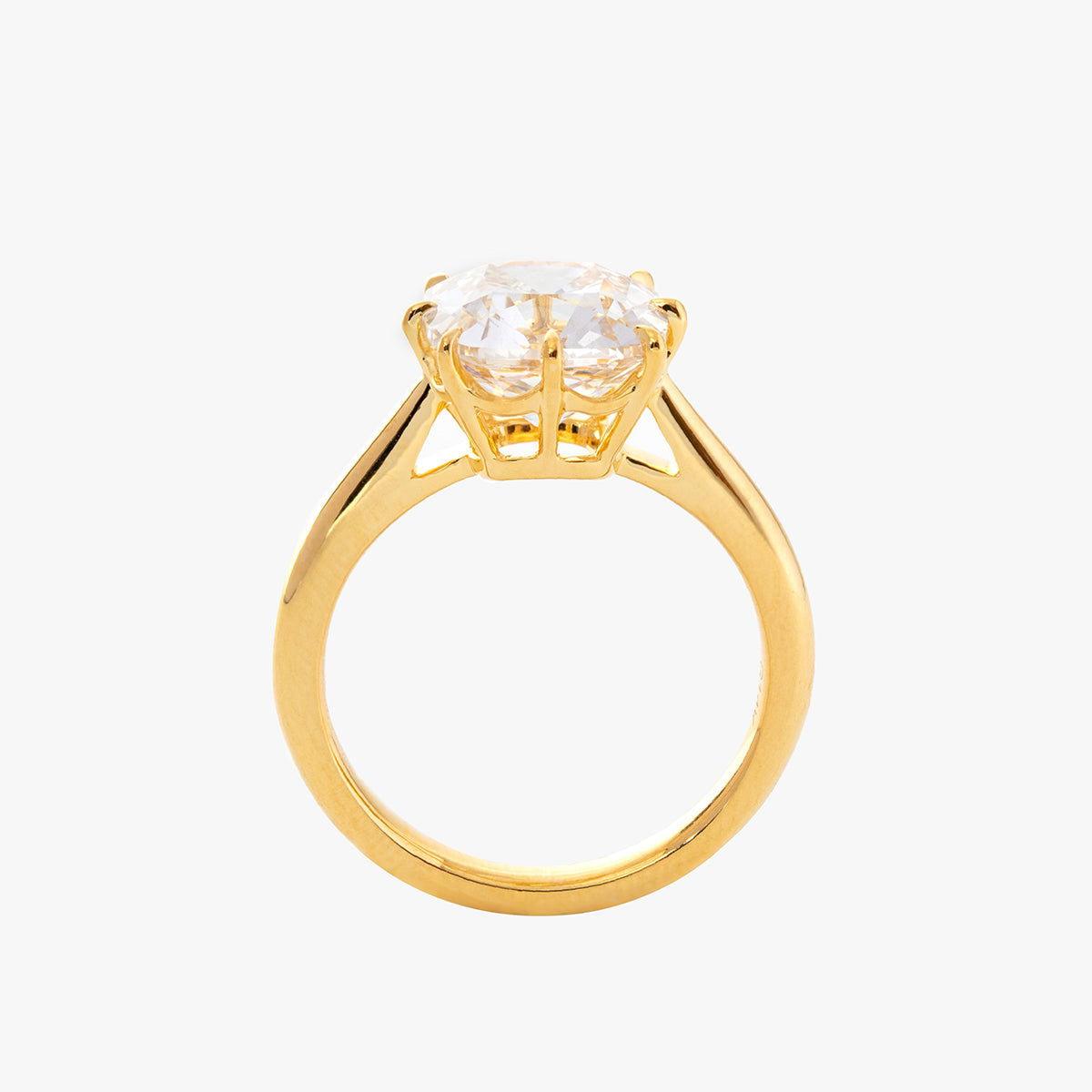 14k Yellow Gold 2.5ct Old Mine Cut Cushion Lab Diamond 8 Prongs Basket Solitaire Ring 14k Yellow Gold 2.5ct Old Mine Cut Cushion Lab Diamond 8 Prongs Basket Solitaire Ring