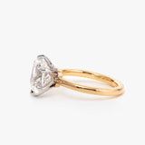 14k Yellow Gold & White Gold 3ct Elongated Old Mine Cut Lab Diamond Floral Basket Solitaire Ring 14k Yellow Gold & White Gold 3ct Elongated Old Mine Cut Lab Diamond Floral Basket Solitaire Ring