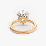 14k Yellow Gold & White Gold 3ct Elongated Old Mine Cut Lab Diamond Floral Basket Solitaire Ring 14k Yellow Gold & White Gold 3ct Elongated Old Mine Cut Lab Diamond Floral Basket Solitaire Ring