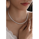 Platinum 23 ct tw Round Brilliant Cut Lab Diamond Four Prong Basket Tennis Chain Necklace Platinum 23 ct tw Round Brilliant Cut Lab Diamond Four Prong Basket Tennis Chain Necklace